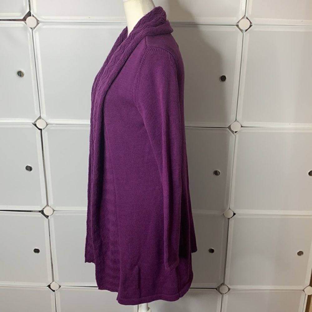 Leo & Nicole Purple Open Front Knit Cardigan Size Small - Picture 5 of 8
